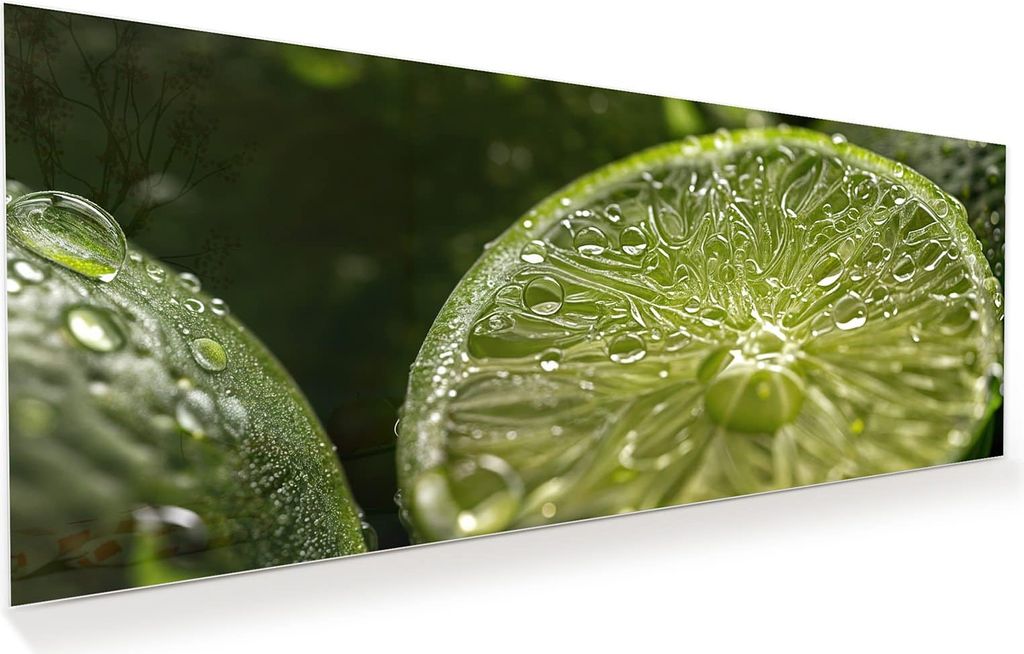 Glasbild 125x50cm in XXL für Wohnzimmer, Schlafzimmer Motiv Frische Limetten