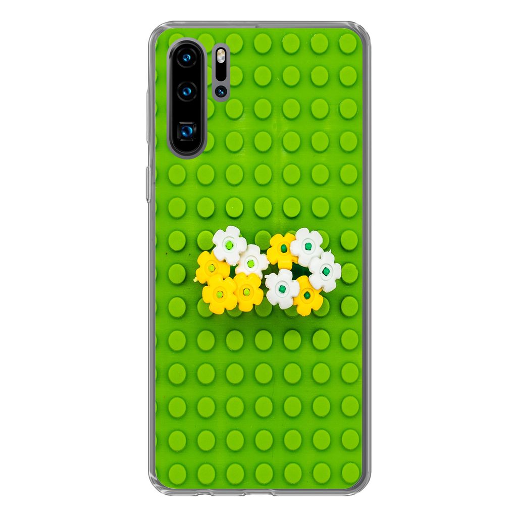MuchoWow Handyhülle Schutzhülle Hülle für Huawei P30 Pro Unterlage mit Blumen Silikon Softcase Handy Hülle - Schutzdeckel