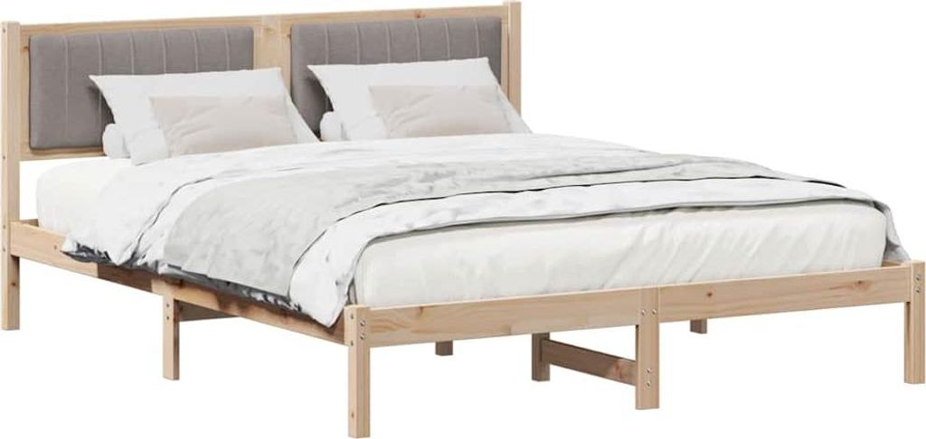 Bettgestell mit gepolstertem Kopfteil Taupe 150 x 200 cm