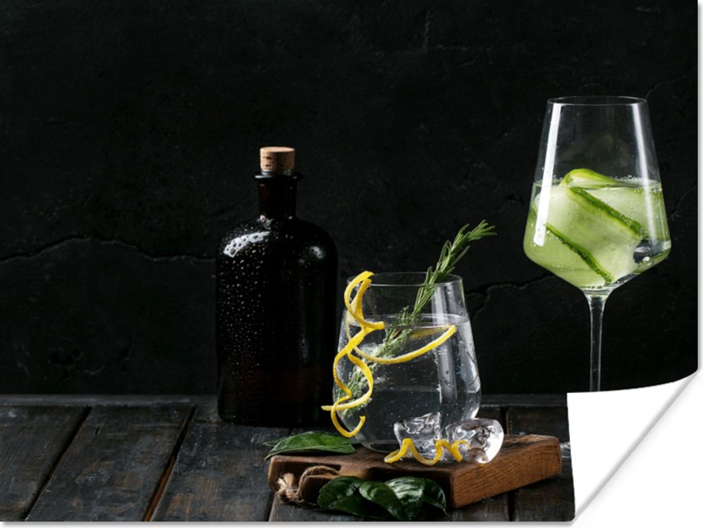 MuchoWow Poster Getränk - Weinglas - Obst 120x90 cm - Wandbild