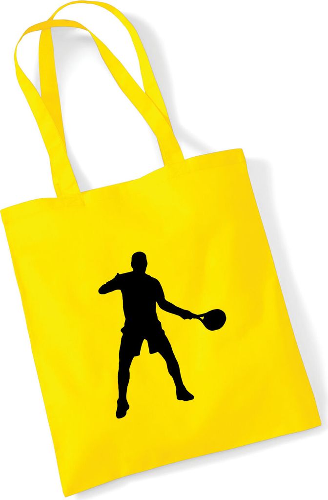 Huuraa Jutebeutel Tennis Silhouette 10 Liter Yellow Baumwolle Tasche Geschenkidee