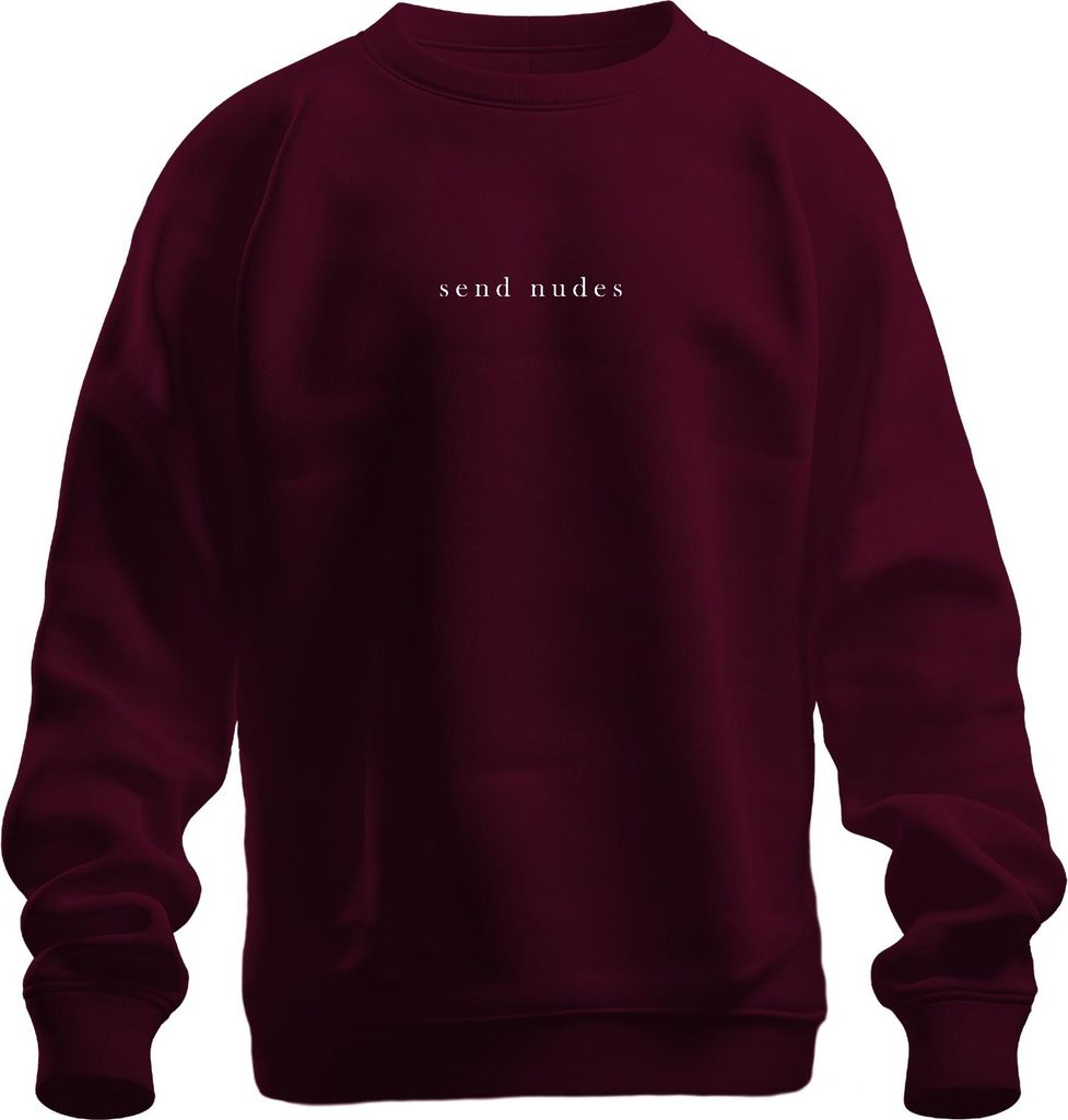 send nudes frech humorvoll minimalistisch lustig anime otakus Uni Sweatshirt Pullover, Burgundy, XL