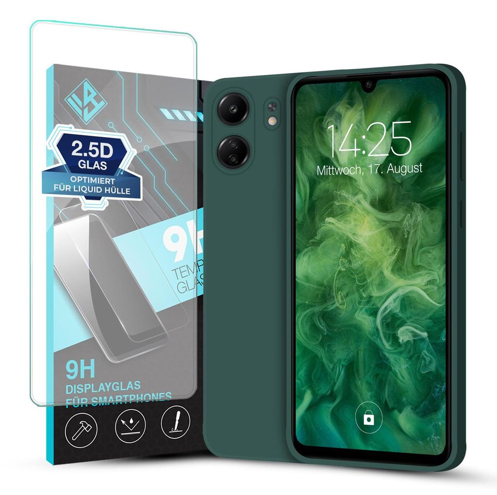 Hülle für Xiaomi Redmi 13C mit 9H Displayglas Displayschutz Produktbild 