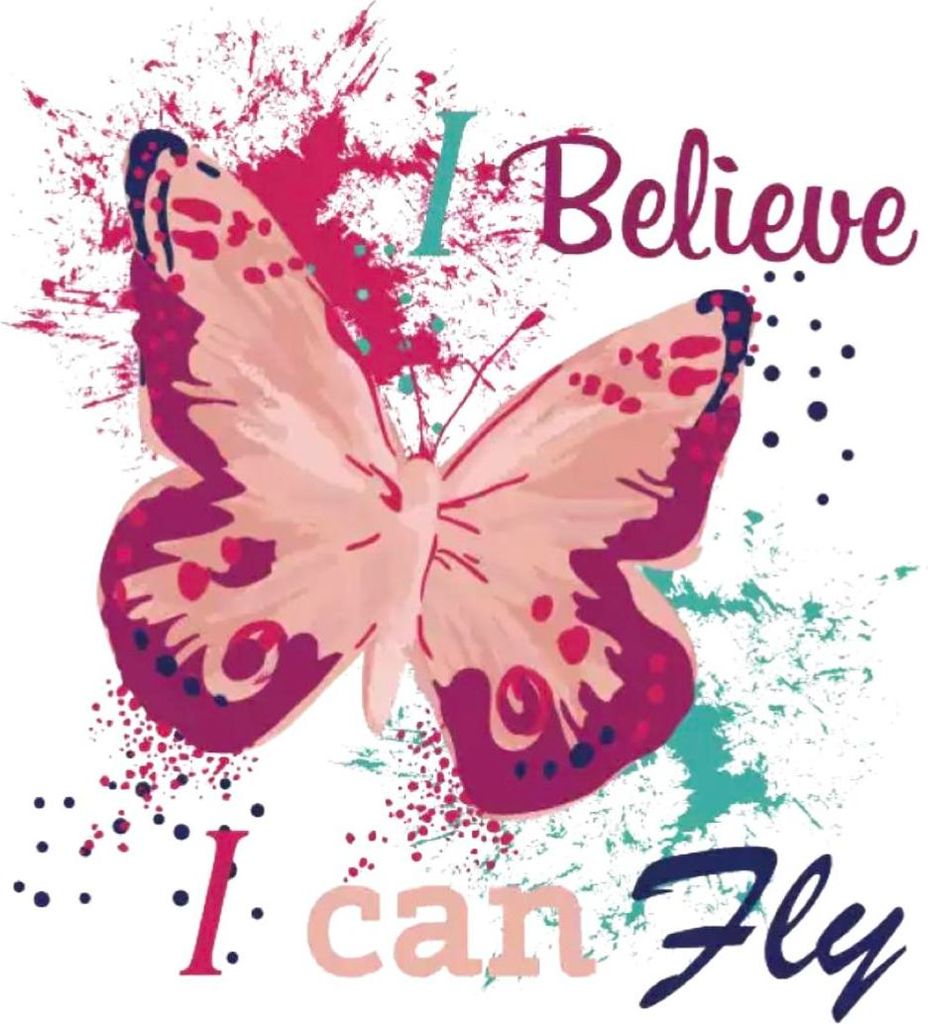 Schmetterling „I Believe I Can Fly“ zum Aufbügeln
