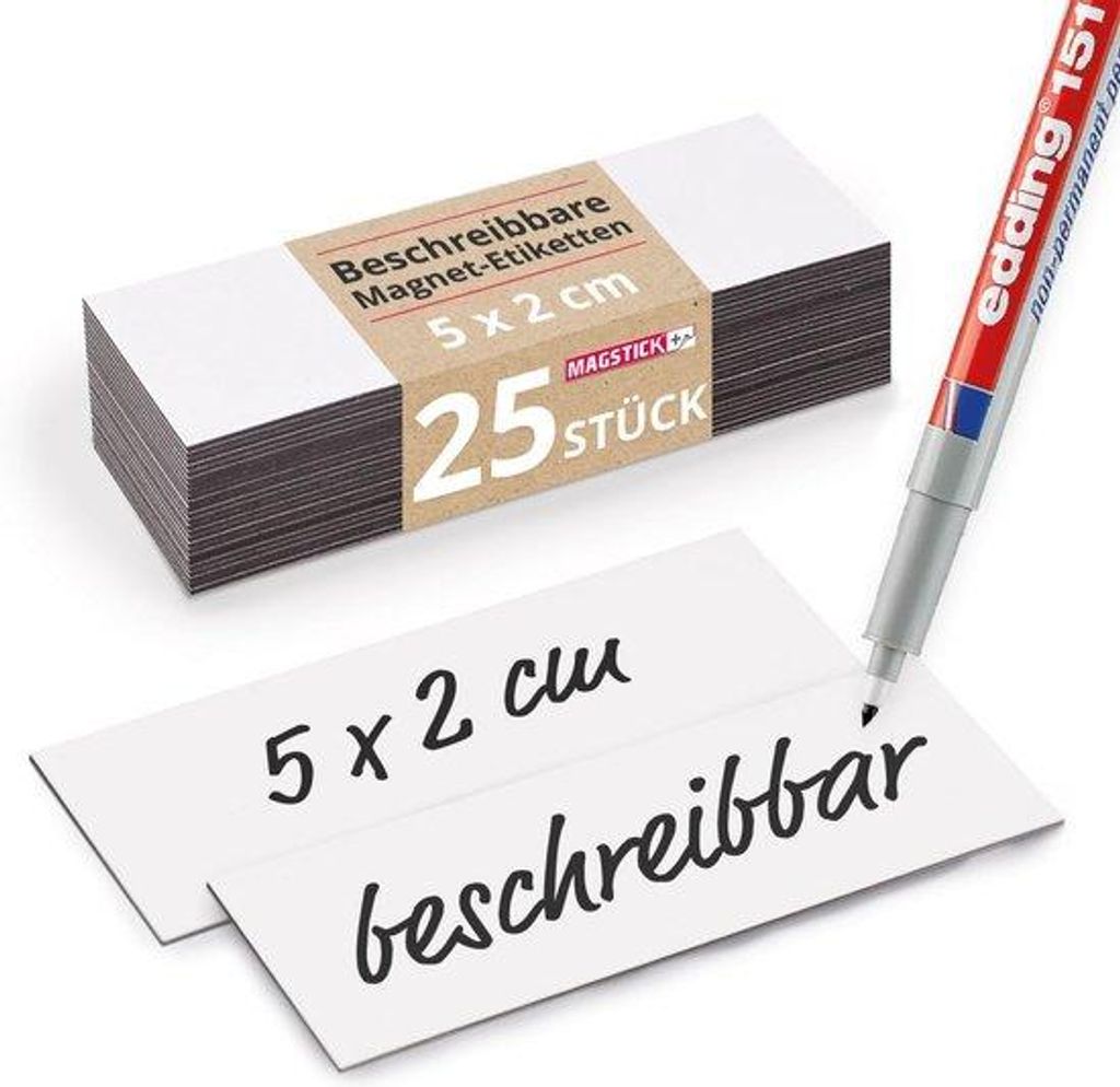 Magnetische Etiketten 10x5cm, beschreibbar, wiederverwendbar, knippar