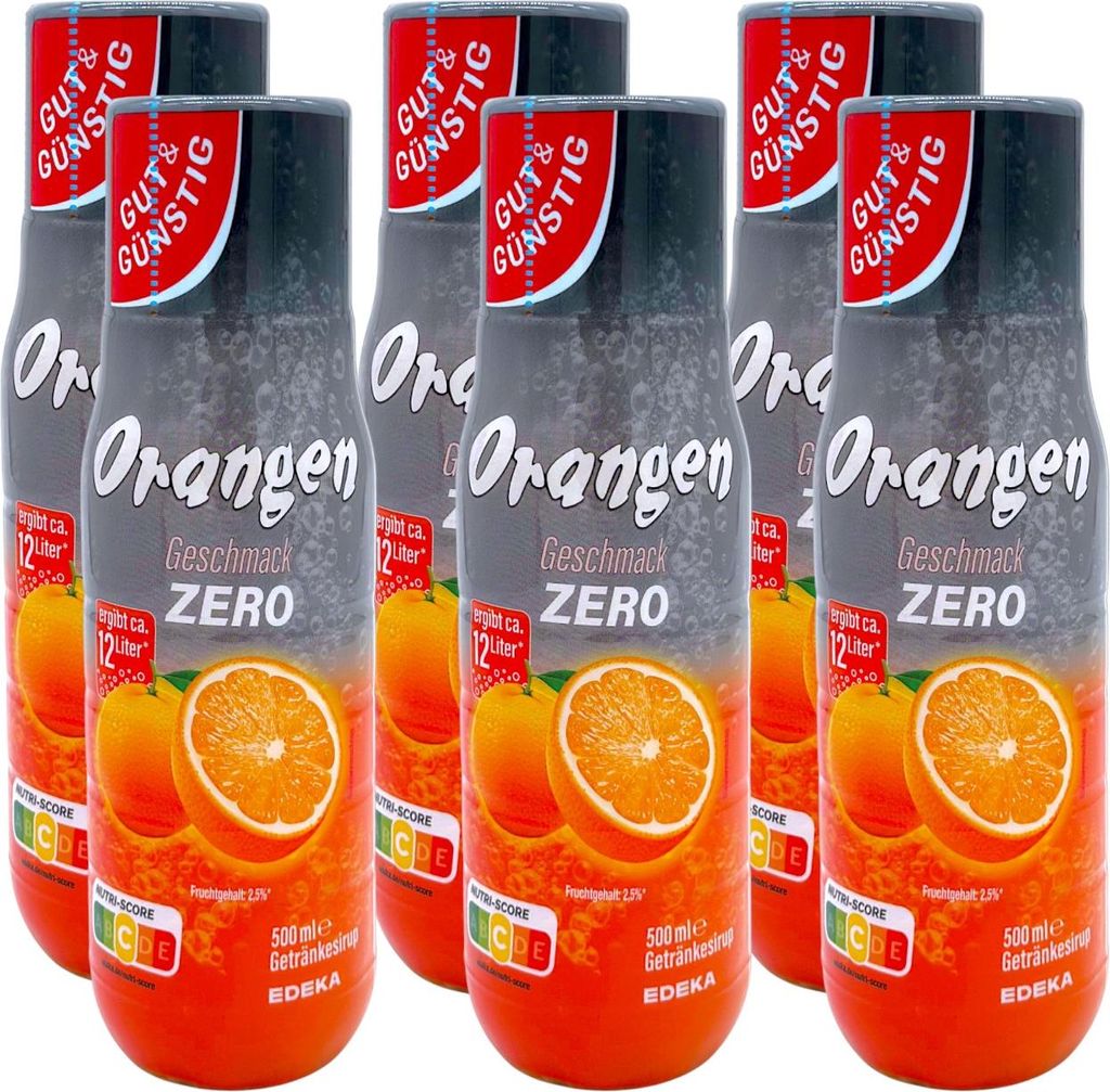 Gut & Günstig Sirup Orange Zero Getränkesirup 6er Pack (6x Produktbild 