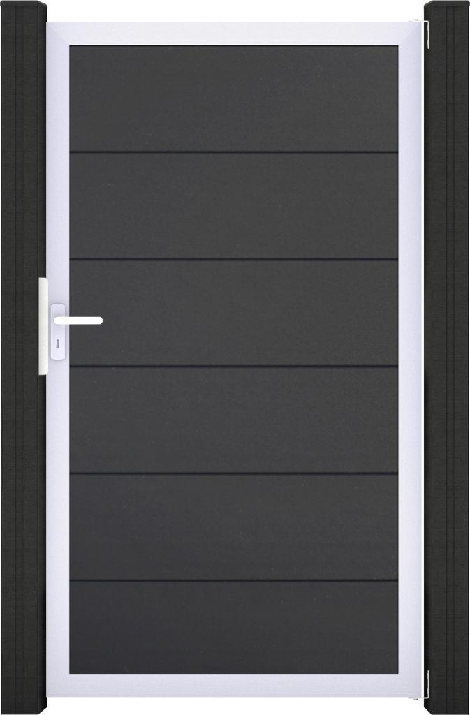 GroJa BasicLine Steckzaun Tor 100x180 cm, Universal DIN Alu-Rahmen EV1 Golden Oak