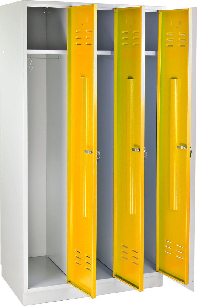 Garderobenschrank Ermine mit 3 Türen | HxBxT 178x89x50cm | Lichtgrau/Gelb