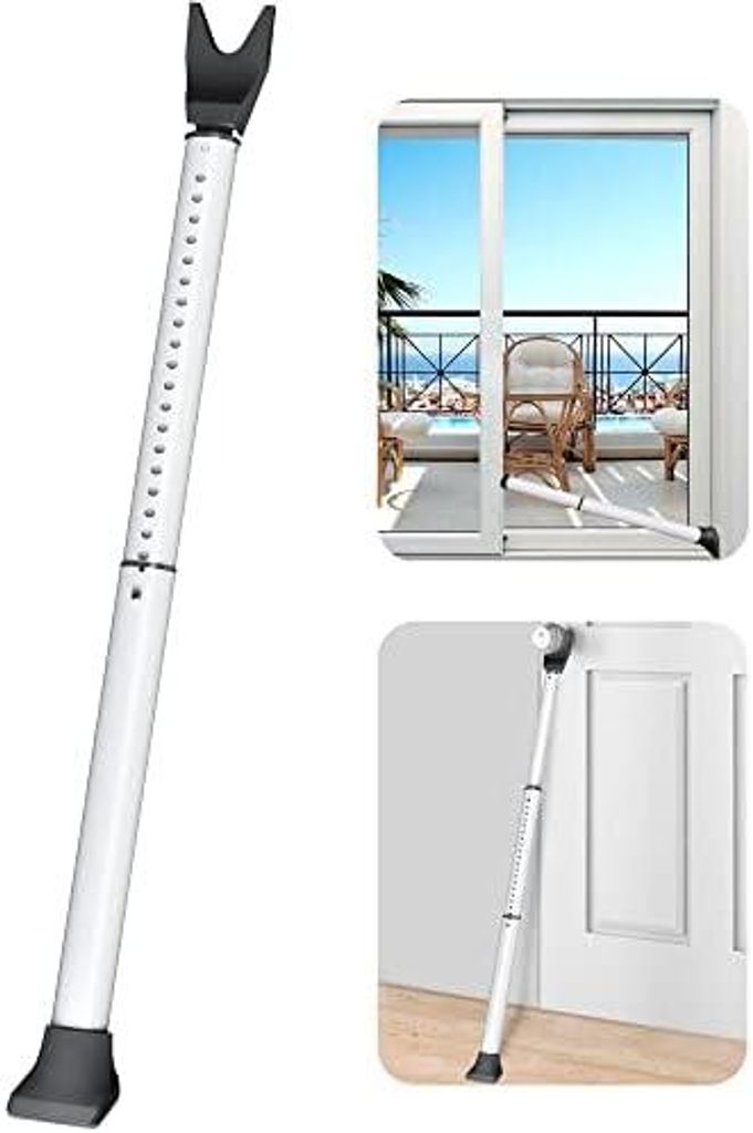 Tür Sicherheitsstange, Weiß 1-Pack Erweiterter Sicherheitsstange für Türen, Heavy Duty Türsicherung, Einstellbarer Balkontür Sicherung, Einbr...