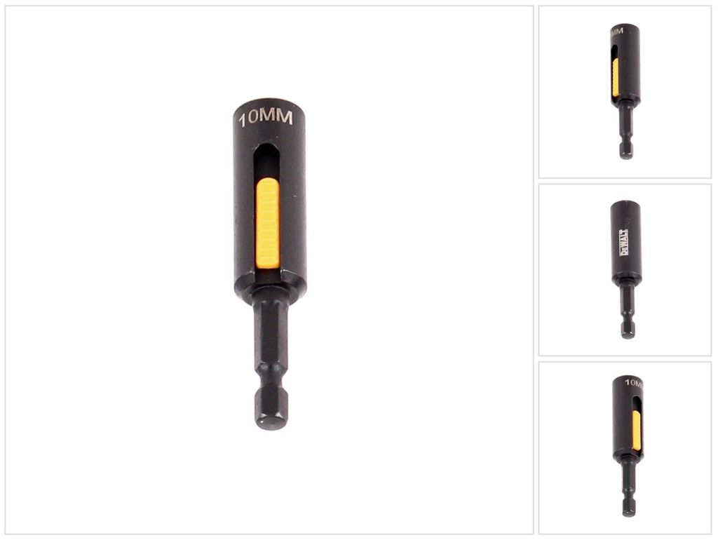 DeWalt DT 7440 Steckschlüssel 10 mm Aussensechskant - 75 mm Länge, Permanentmagnet Halterung, Easy-Clean Funktion, 1/4" Antrieb