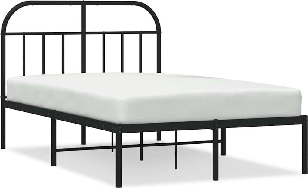 vidaXL Posteľný rošt s čelom kovový čierny 120x200 cm Obrázok produktu 