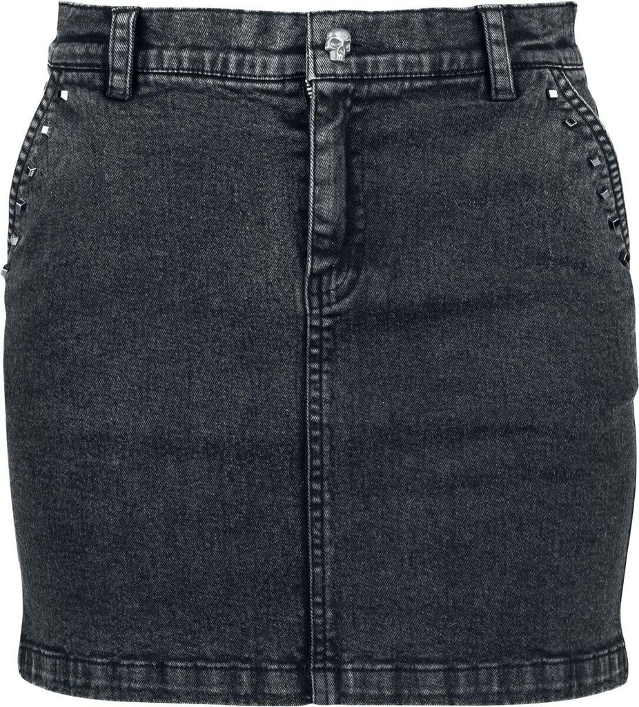 Rock Rebel by EMP Damen kurzer dunkelgrauer Rock mit Nieten S