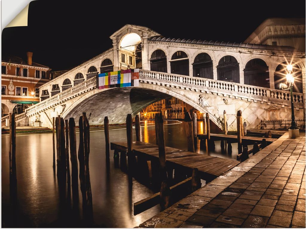ARTland Wandbild, selbstklebend Venedig Canal Grande & Rialto Brücke II Größe: 40x30 cm