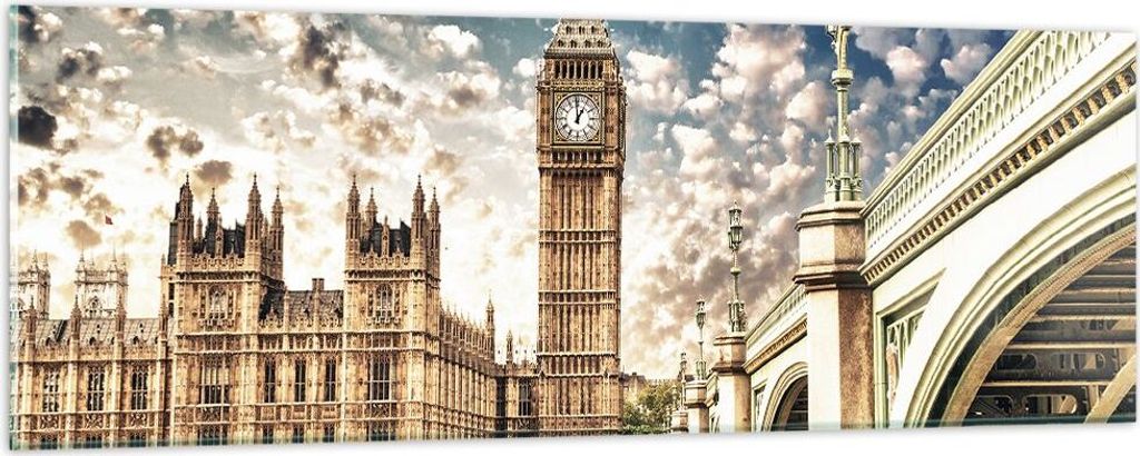 Bilder auf glas - London architektur big ben - 90x30cm - Glasbilder - Wandbilder - Kunstdruck - zum Aufhängen bereit - Wanddekoration aus Glas - G...