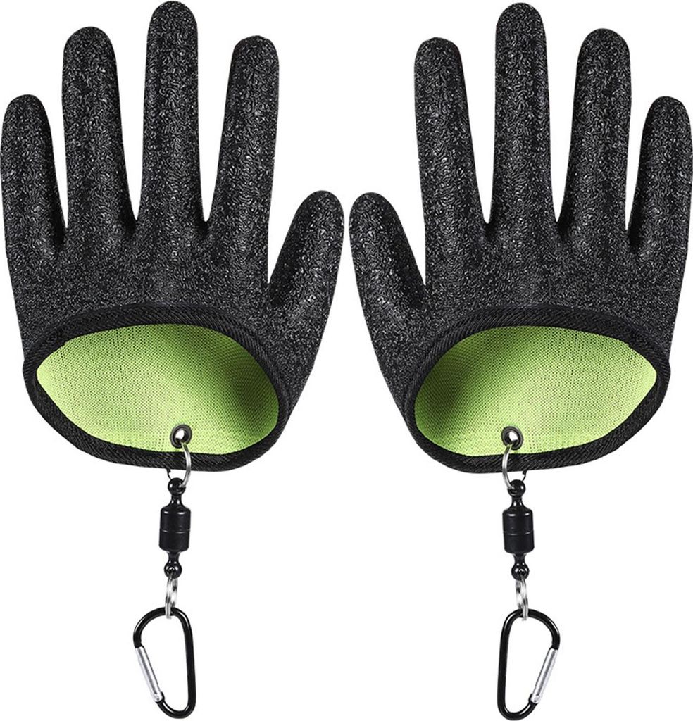 1/2-teilige Angelhandschuhe mit Magnetverschluss, rutschfester, strukturierter Griff, durchstichfest, wasserdicht, zum Fangen von Fischen