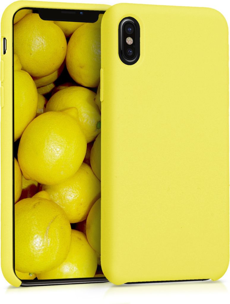 kwmobile Hülle kompatibel mit Apple iPhone X Hülle - Silikon Handy Case - Handyhülle weiche Oberfläche - kabelloses Laden - Gelb