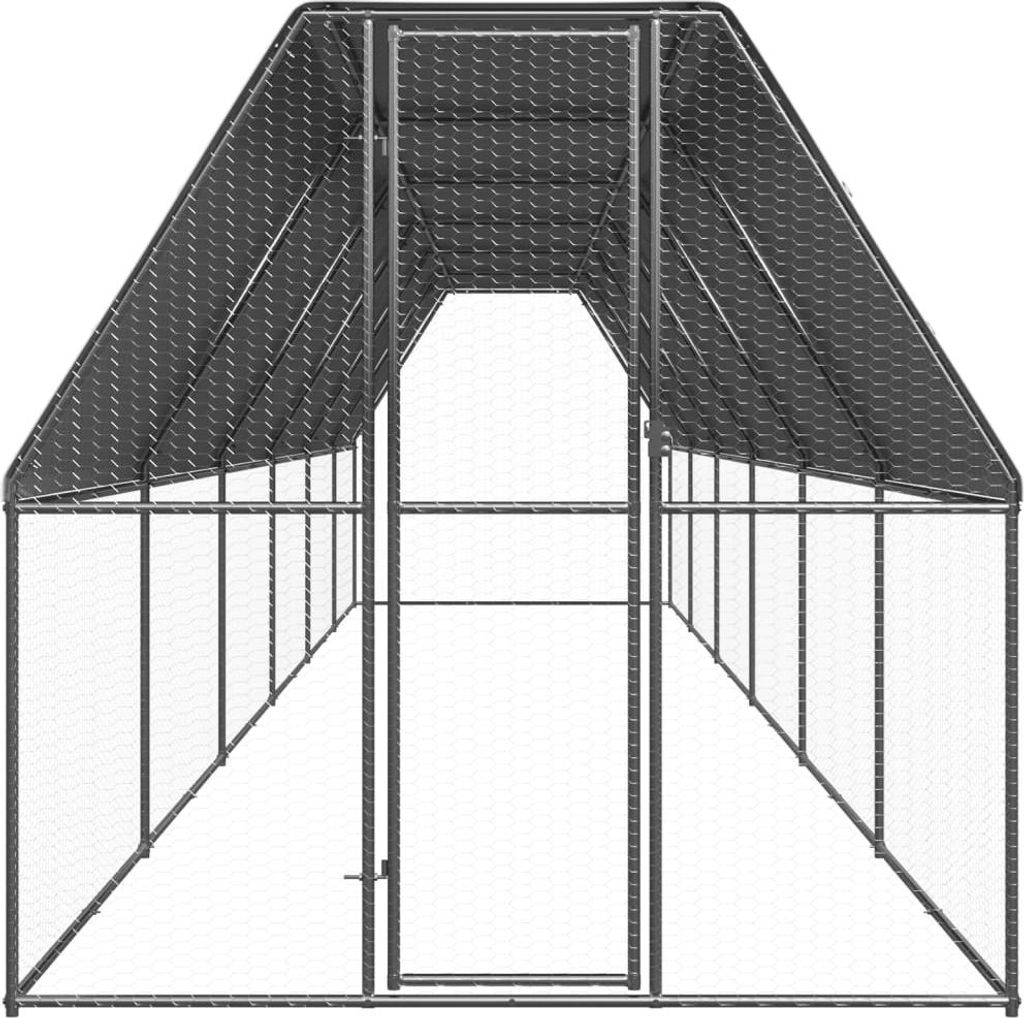 vidaXL Outdoor-Hühnerkäfig 2x12x2 m Verzinkter Stahl
