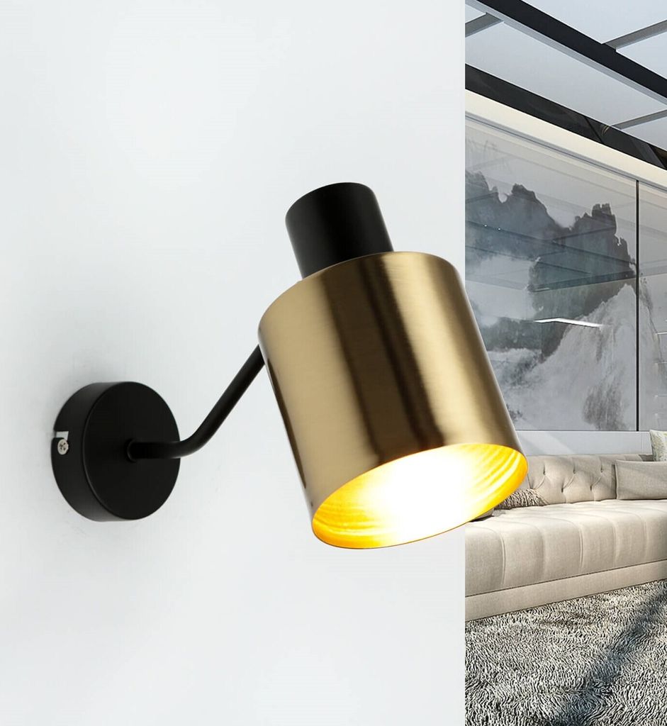 Wandleuchte verstellbar Leselampe Bett Sofa in Messing Schwarz Metall E27 Wandlampe Lesen Arbeiten