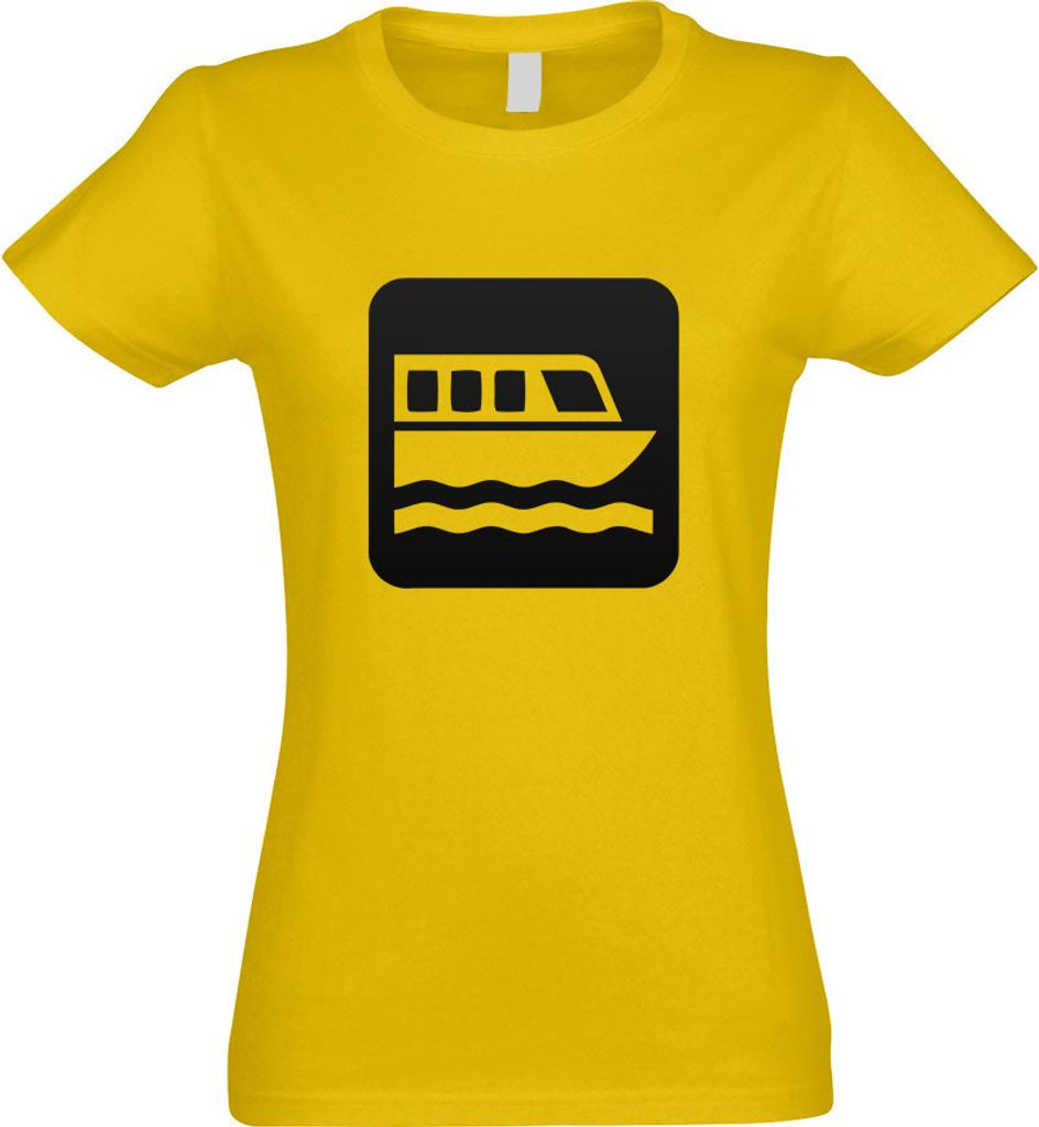 Kiwistar - T-Shirt tailliert - Damen - gelb - Fährhafen Fähre Piktogramme - mit Motiv Bedruckt - Funshirt Design - Sport - Freizeit - Damen - M