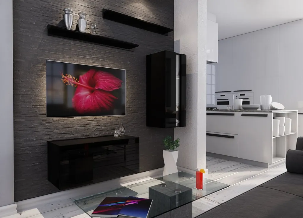 Salon complet BRADT 11 noir mat - Mobilier de séjour finition premium
