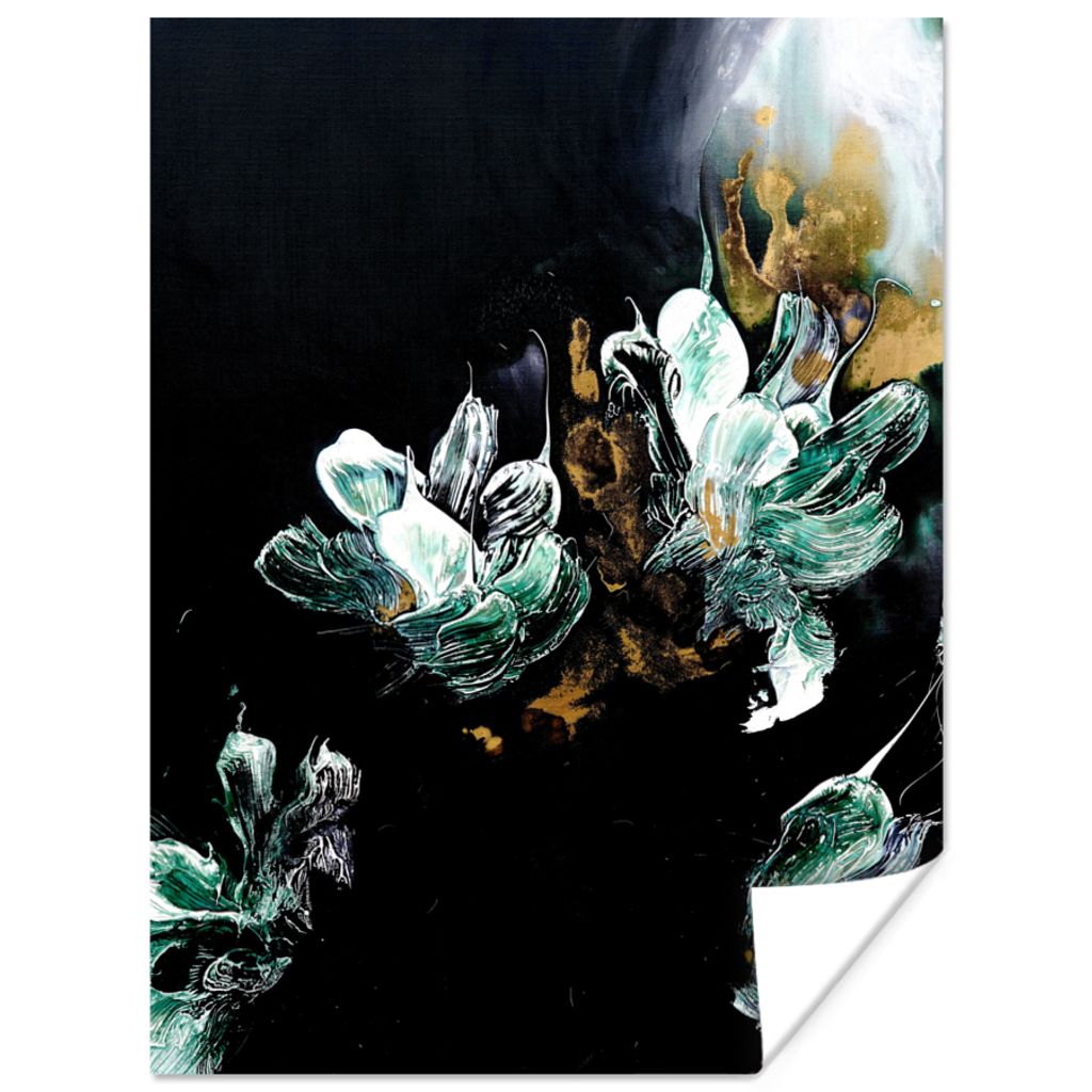 MuchoWow Poster Malerei - Farbe - Schwarz - Blau 60x80 cm - Schlafzimmer Dekoration