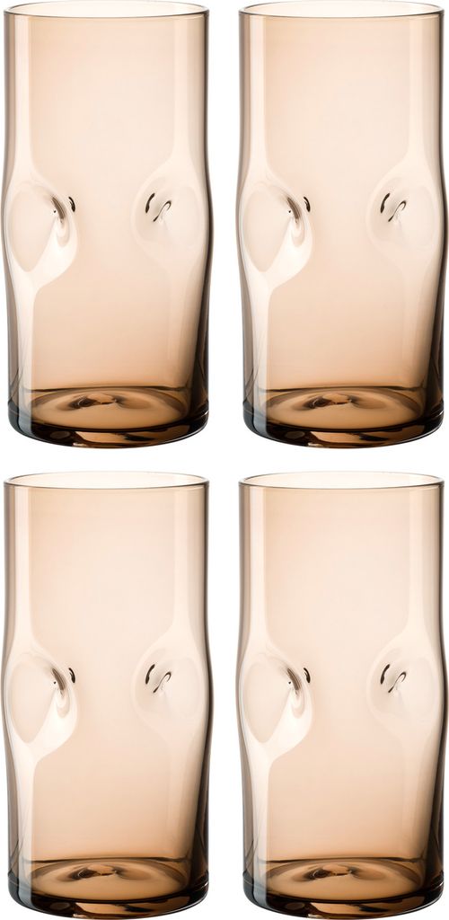 LEONARDO Vesuvio Trinkglas Set 4-teilig - Becher aus hochwertigem Glas in organischer Form - Inhalt 330 ml - Handgemacht - Spülmaschinengeeignet -...