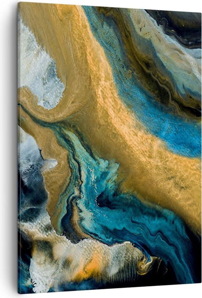 Bild auf Leinwand - Leinwandbild - Einteilig - Abstraktion verschüttet Gold - 50x70cm - Wand Bild - Wanddeko - Wandbilder - Leinwanddruck - Wandde...