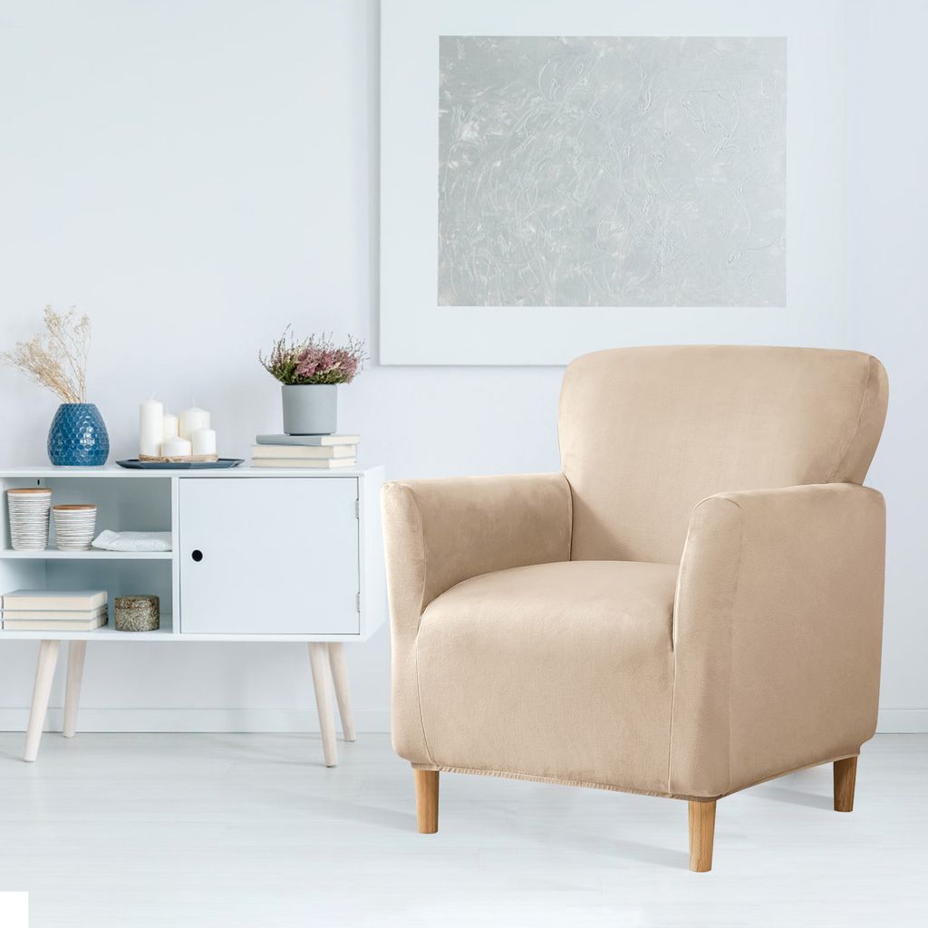 Sesselbezug 1 Sitzer Club-Stuhlbezüge Sesselhusse, Sofaüberzug Clubsessel Sessel Bezug Für Möbelschutz,Hellbraun