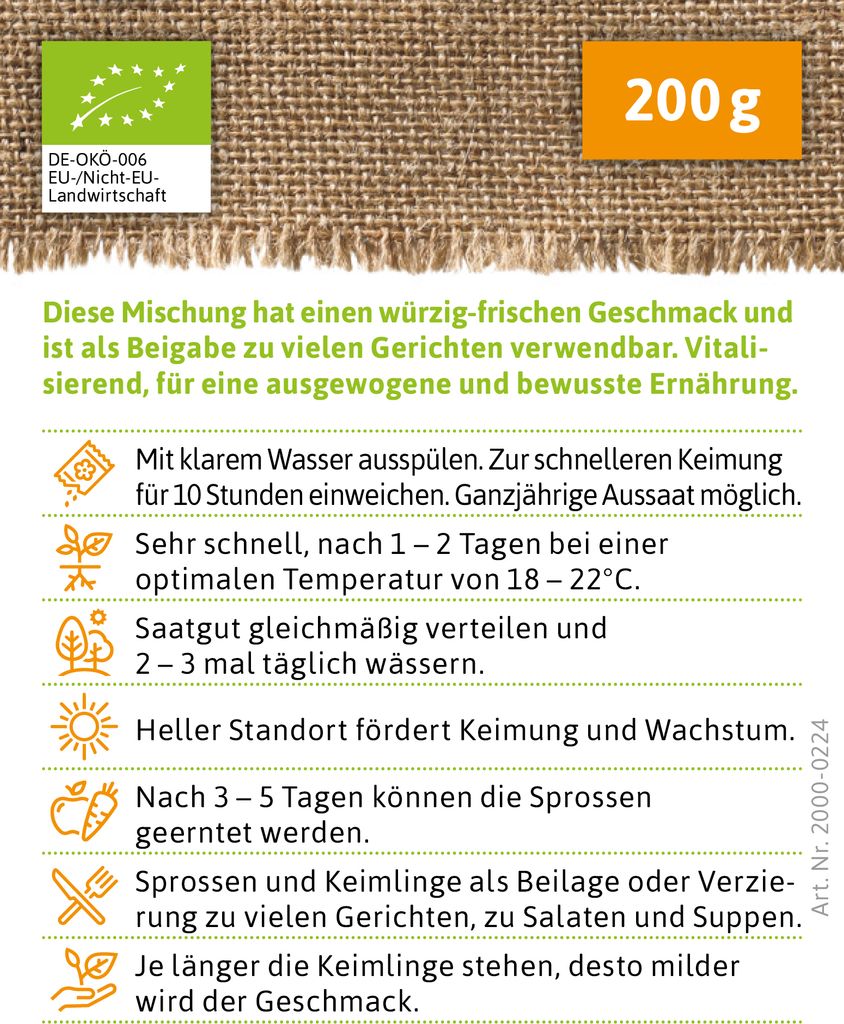 Keimsprossen Fitness-Mischung (Weizen, Mungbohnen und Produktbild 3