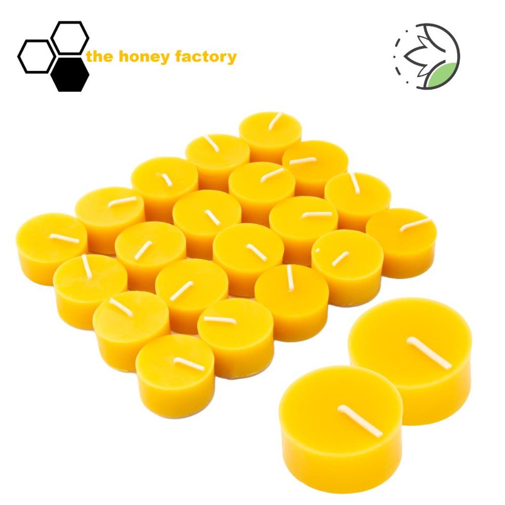 Teelichter aus echtem Bienenwachs Kerze Rund & Glatt Premium Handgefertigt 20Stk