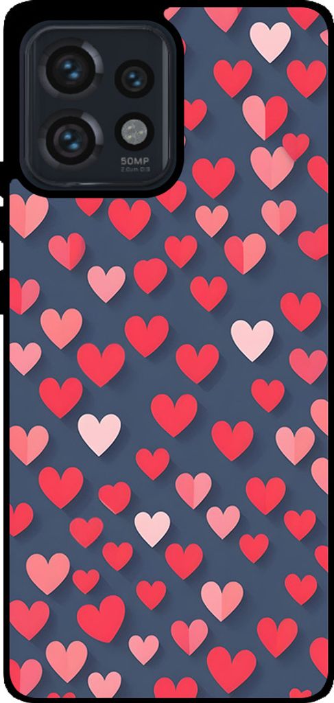 Smartphonica Telefon Fall passt Motorola Edge 40 Pro / Edge Plus 2023 mit rosa und roten Herzen Impressum - TPU Backcover Fall mit rosa und roten H...