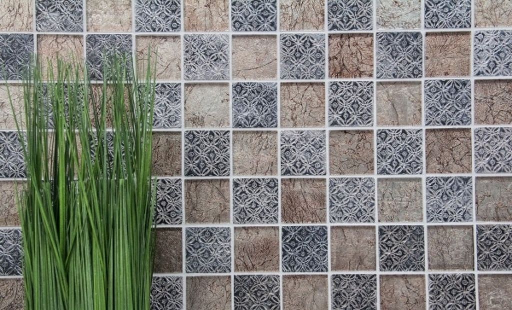 Handmuster Mosaikfliese Transluzent champagner schwarz Glasmosaik Crystal Resin Optik MOS78B-0702_m