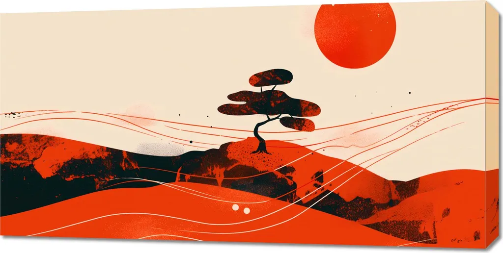 Quadro Paesaggio Desertico Rosso 100x50: Stampa Artistica Minimalista