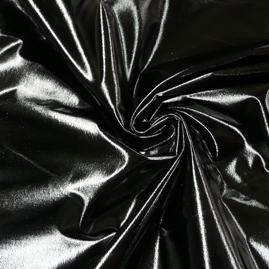 Metallic-Stoff Meterware Foliendruck mit Stretch schwarz 1,5m