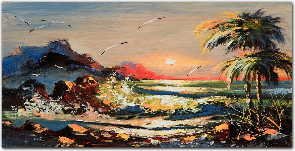 Coloray Bild aus Glas 140x70 wohnzimmer glasblock mit bild wanddekoration gehärtetes Glas Dekoration Küche - Sonnenuntergang