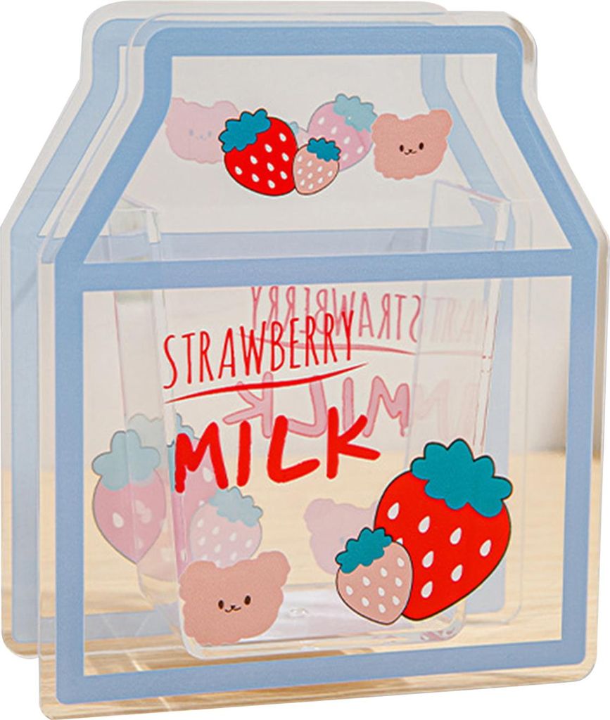 Stifthalter aus transparentem Acryl, Cartoon-Milch-/Bärenform, Schreibtisch-Aufbewahrungsbox, Make-up-Pinsel-Organizer für Home-Office-Schulbedarf