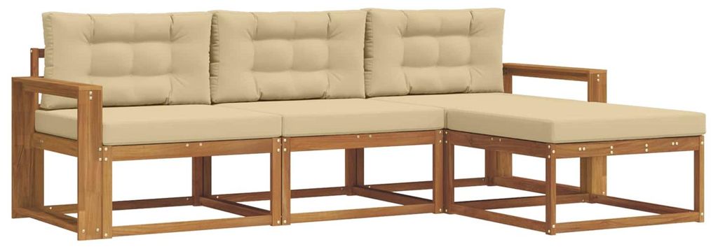vidaXL Outdoor-Sofagarnitur mit Kissen 4 pcs Natur und Beige