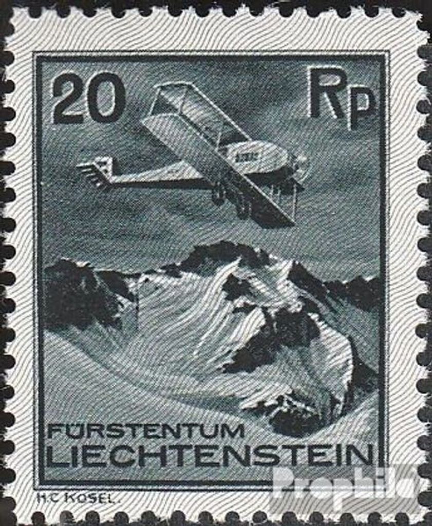 Briefmarken Liechtenstein 1930 Mi 109 mit Falz Flugzeug
