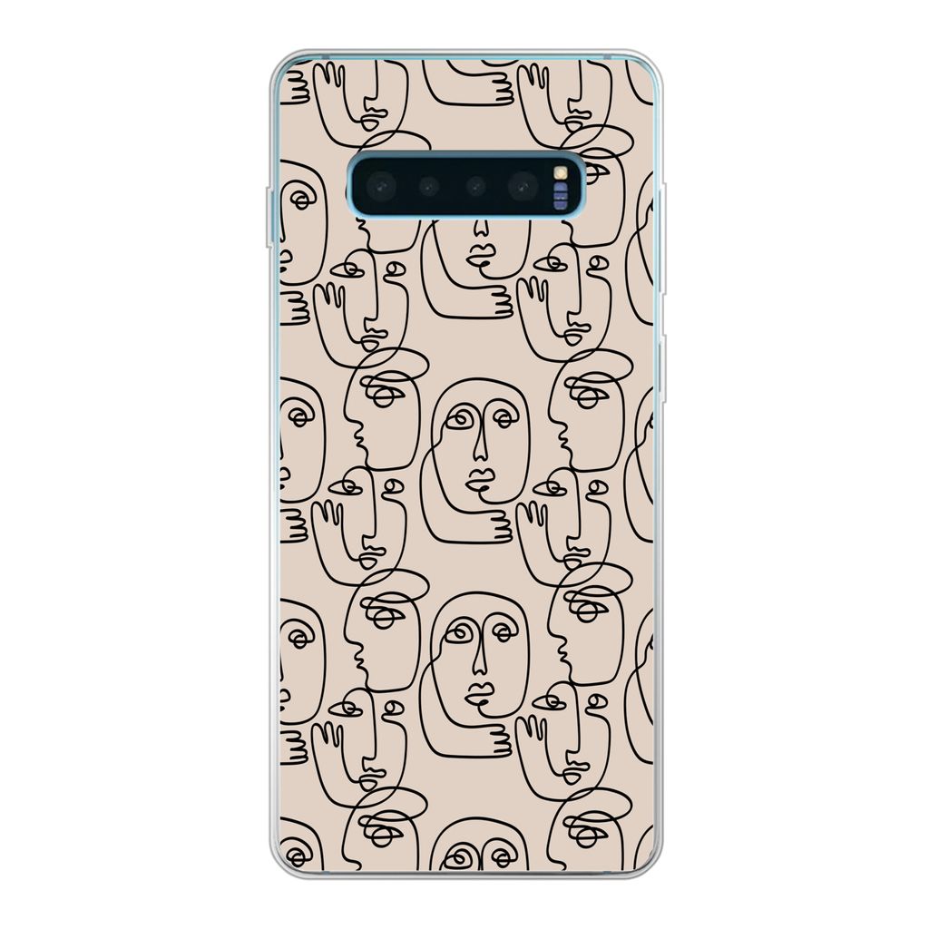 MuchoWow Handyhülle Schutzhülle Hülle für Samsung Galaxy S10 Lite Muster - Kopf - Strichzeichnung Silikon Softcase Handy Hülle - Schutz