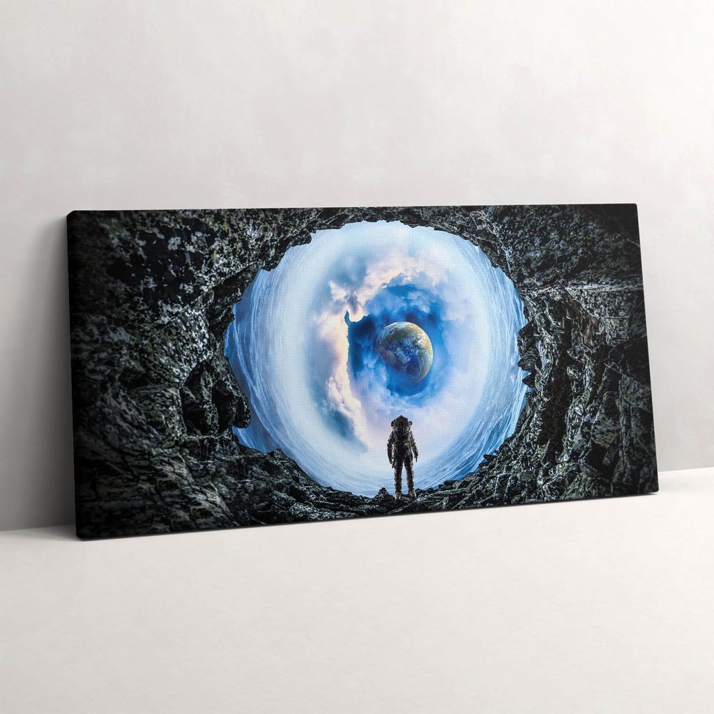 Weltraumloch und Astronaut – Leinwandbild Wandbild – 120x60 cm – Leinwandbilder – Wandbilder – Schlafzimmer – Flur