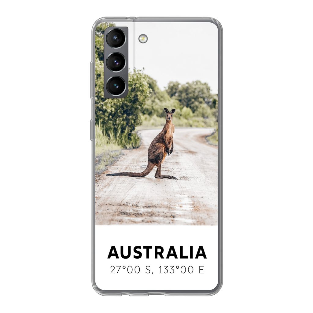 MuchoWow Handyhülle Schutzhülle Hülle für Samsung Galaxy S21 Känguru - Australien - Tiere Silikon Softcase Handy Hülle - Softcase