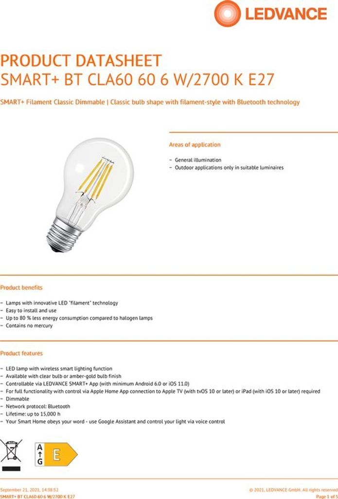 Ledvance 2 x Ledvance Smart+ Wifi Classic - Weiß - Ersetzt Produktbild 2