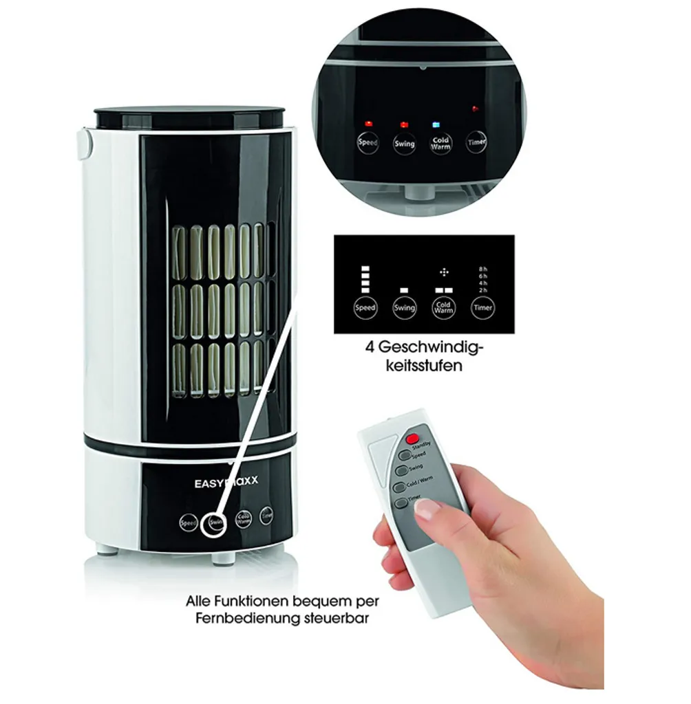 EASYmaxx Mini Air Cooler Mobile: Aria Calda e Fredda per Smart Working - 16