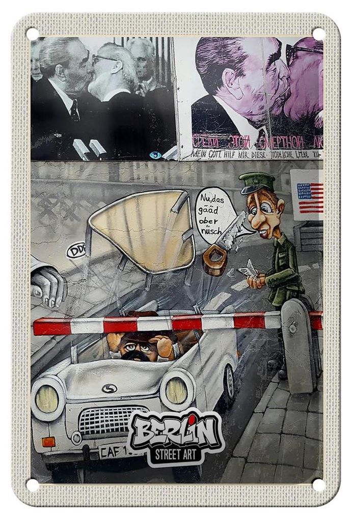 Blechschild Reise 12x18cm Berlin Graffiti Innenstadt Kunst Street Schild
