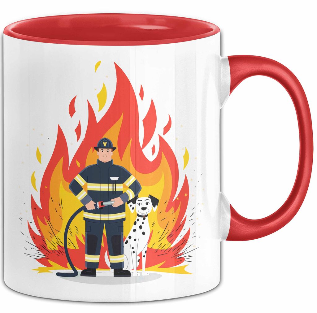 Feuerwehrmann Tasse Geschenk Lustige Geschenkidee Spruch Für Feuer Helden (Rot)