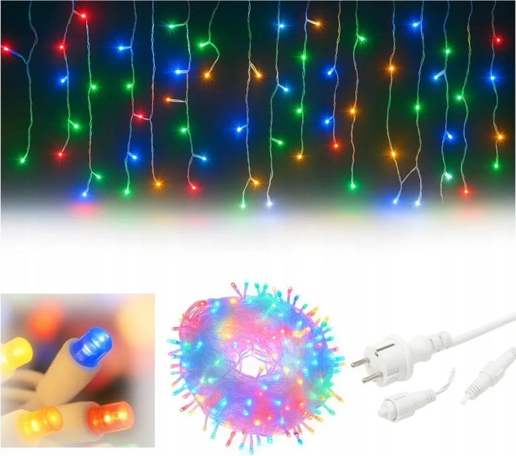 Rideau Lumineux LED Glacé 54m 1000 LED Multicolore Extérieur IP44