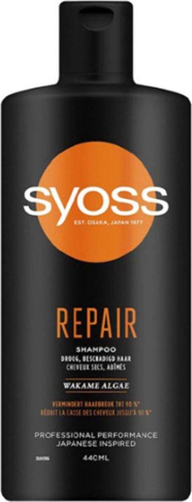 Syoss Repair Shampoo 440ml für trockenes strapaziertes Haar verhindert Haarbruch