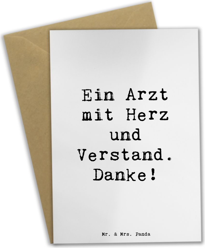 Mr. & Mrs. Panda Klappkarte Spruch Arzt mit Herz - Weiß - Geschenk, Danke sagen, Verstand, Bedanken, Wertschätzung, osterkarte, Grußkarte, Respe...