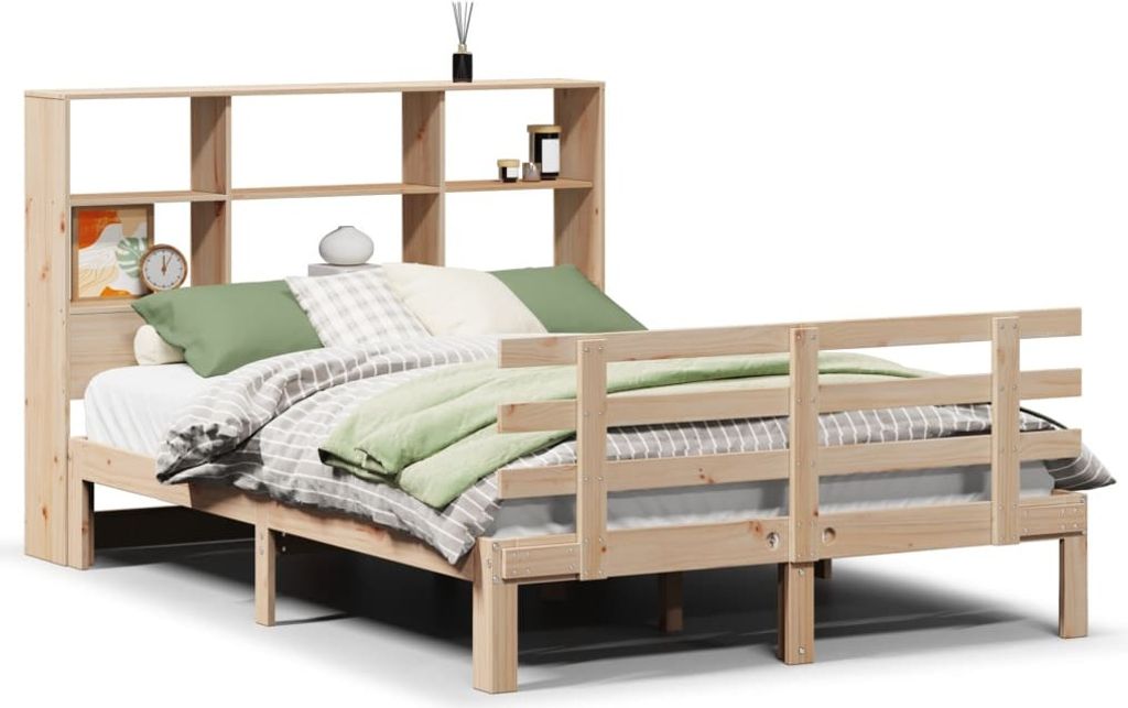Massivholzbett mit Regal ohne Matratze 150x200 cm Kiefer