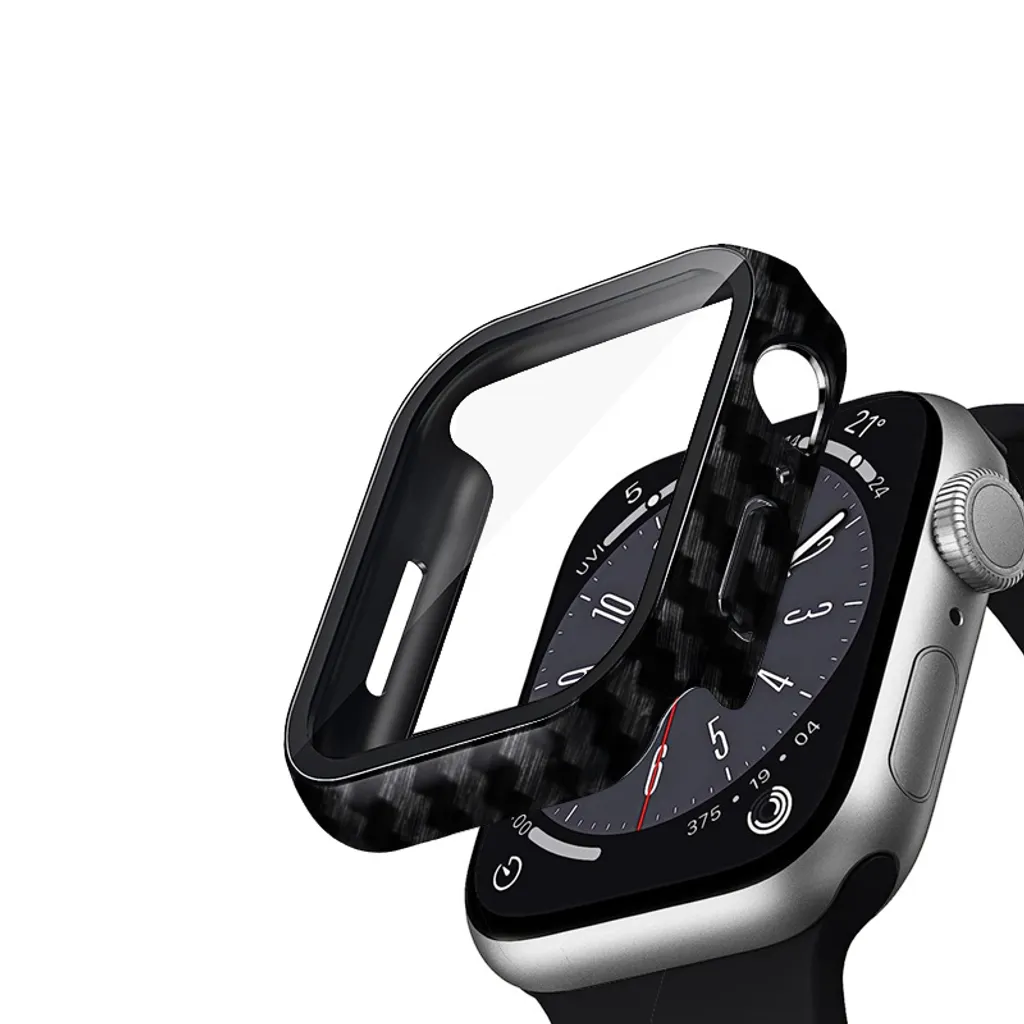 Crong Apple caso + vetro ibrido orologio caso orologio 4/5/6/7/8/9/SE 44/45mm (carbonio) - 4